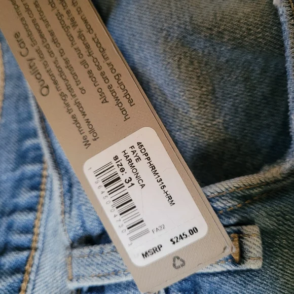 NEW Hudson Faye Jeans | Ultra High Rise Flare | Two-Tone Distressed Denim Sz 31 - Picture 13 of 16